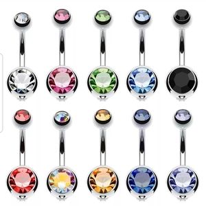10 BLING RHINESTONE BELLY NAVEL RINGS